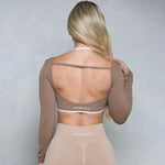 Pchee Bum Open Back Sports Crop Top (Coco)