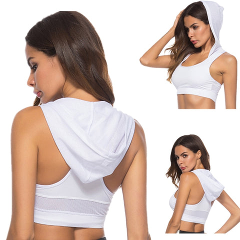 Sporty Hooded Cropped Tank Tops