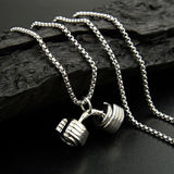 Dumbbell Pendant Necklace Stainless Steel